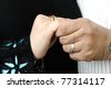 Couple getting married, hands and rings on fingers - stock photo