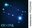 stock vector : vector of the gemini zodiac sign of the beautiful bright stars on the background of cosmic sky