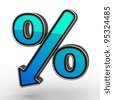 stock photo : Blue Percent Sign Denoting a Decrease