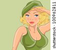 Cartoon Female Soldier