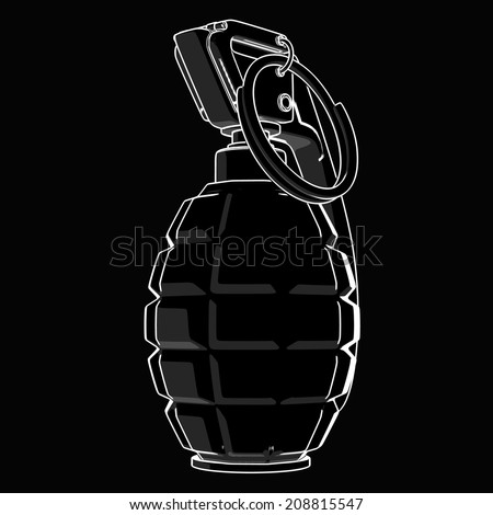 Grenade Black White Drawing Illustration Outline Stock Illustration ...