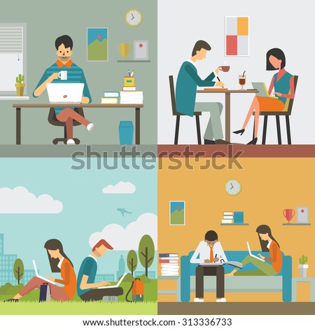 https://thumb10.shutterstock.com/display_pic_with_logo/1014347/313336733/stock-vector-business-people-man-and-woman-working-in-various-workplace-in-office-restaurant-or-coffee-shop-313336733.jpg