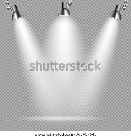 Spotlights Bright Lights On Transparent Background Stock Vector