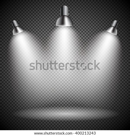 Spotlights Bright Lights On Transparent Background Stock Vector