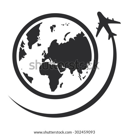 Vector Black White Illustration Airplane Flight Stock Vector 95976796 ...