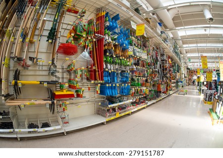 MOSCOW, RUSSIA - FEBRUARY 15, 2015: Potted plants in the store ...