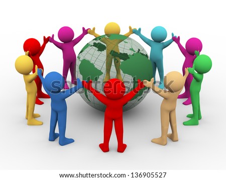 3d Illustration Three Friends Hugging 3d Stock Illustration 117209998 