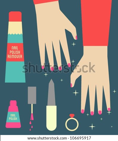 Manicured Hands Nails Stock Vector 106695917 - Shutterstock