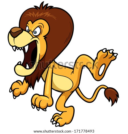 Vector illustration of Cartoon lion - stock vector