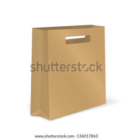 Empty Shopping Bag Craft Paper Vector Stock Vector 136226345 ...