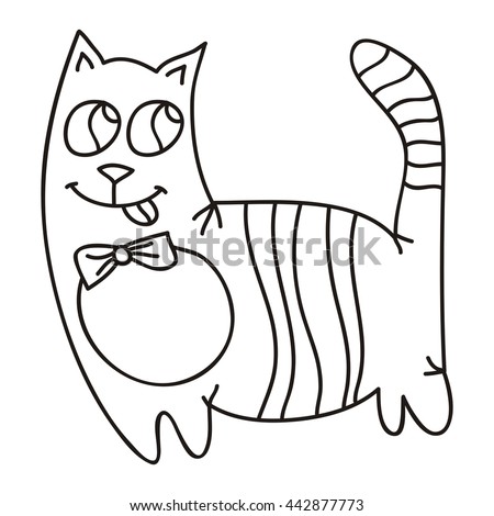 Outline Funny Cat Coloring Picture Black Stock Illustration 466415231 ...