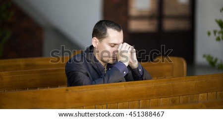 Handsome Young Man Praying Church Stock Photo 233433706 - Shutterstock