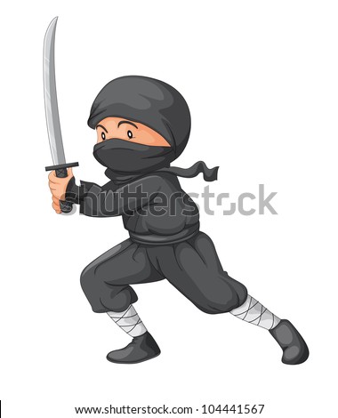 Ninja Character Serious Ninja Sword Flat Stock Vector 542514103 ...