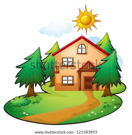 Fairytale House Among Trees Walk Path Stock Vector 53422900 - Shutterstock