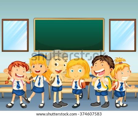 Vector Illustration Group Elementary School Boy Stock Vector 626850581 ...