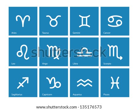 White Stylized Horoscope Symbols On Blue Stock Vector 21697882 ...