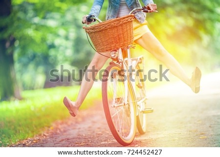 Woman Riding Bicycle Her Legs Air Stock Photo 112916848 - Shutterstock