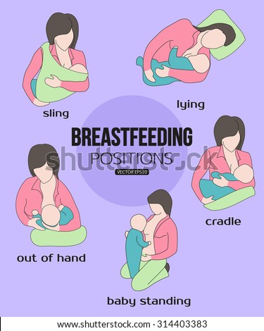 Woman Breastfeeding Her Newborn Baby Various Stock Vector 284240165 ...