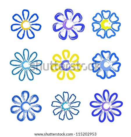 Drawing Flowers Drawing Flowers Concept Stock Vector 114735646