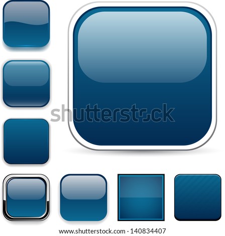 Blue Blank Square Metal Button Design Stock Vector 291597749 - Shutterstock