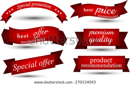 Set Red Christmas Banners Ribbons Round Stock Vector 528396289 ...