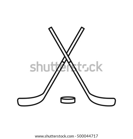 Crossed Hockey Sticks Puck Icon Outline Stock Illustration 500044717 ...