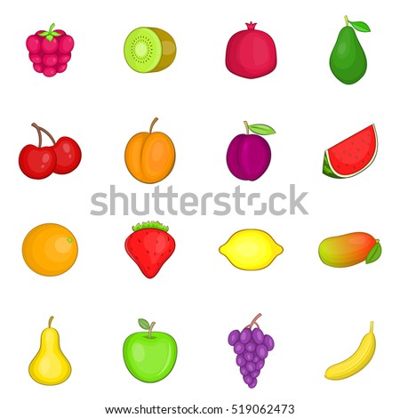 Fruit Set Flat Design Stock Vector 149662733 - Shutterstock