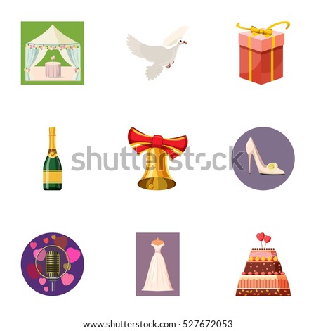 Wedding Ceremony Icons Set Cartoon Illustration Stock Vector 527672053