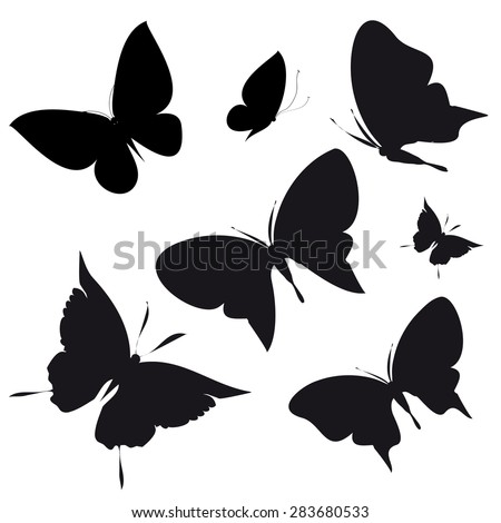 Set Silhouettes Butterflies Stock Vector 149699339 - Shutterstock