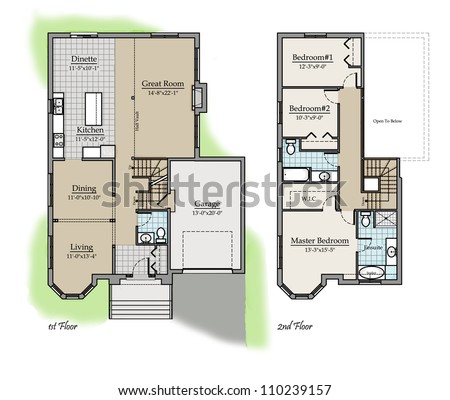 Line Houses Unique House  Middle Stock Illustration 