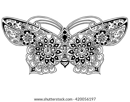 Love Heart Butterfly Coloring Book Adult Stock Vector 361639124