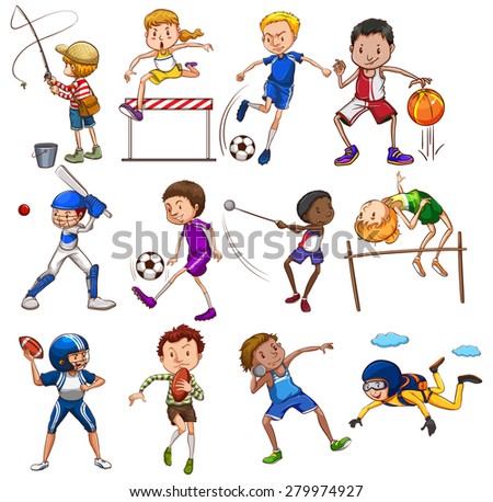 Cute Happy Cartoon Boy Playing Sports Stock Vector 414862003 - Shutterstock