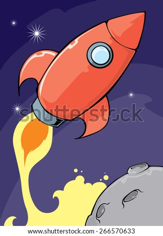 Cartoon Style Spaceship Rocket Flying Space Stock Illustration 39921844 ...