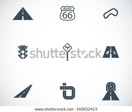 Vector Black Road Elements Icon Set Stock Vector 323912138 - Shutterstock