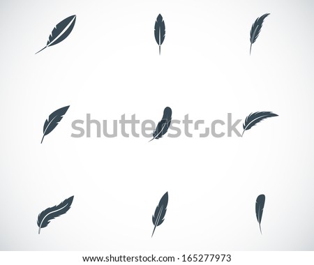 Vector Black Feather Icons Set Stock Vector 165277973 - Shutterstock