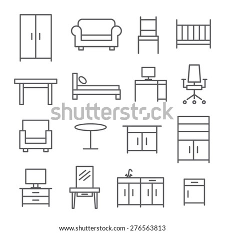 Vector Set Sketch Furniture Icons Stock Vector 178056716 - Shutterstock