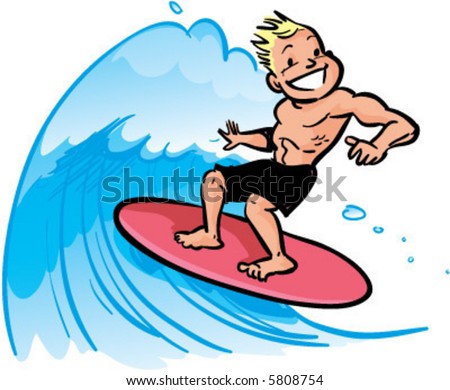 Cartoon Vector Illustration Surfer Stock Vector 63925009 - Shutterstock