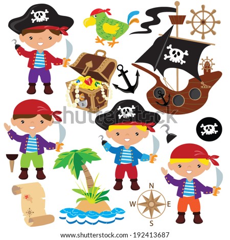Vector Illustration Children Pirates Stock Vector ...
