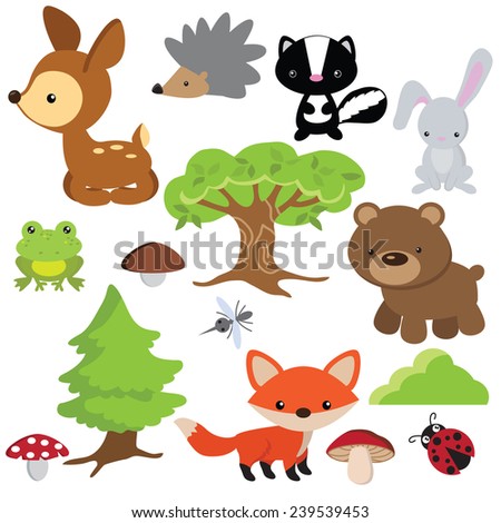 Forest Animal Vector Illustration Stock Vector 193469042 - Shutterstock