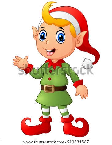 Clipart Illustration Christmas Elf Holding Pointing Stock Vector ...