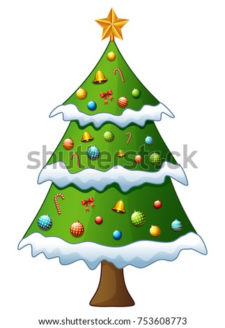 Decorated Christmas Tree Stock Vector 525775222 - Shutterstock