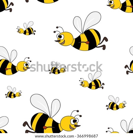 Honey Bees Daisies Hand Drawn Cartoon Stock Vector 108174059 - Shutterstock