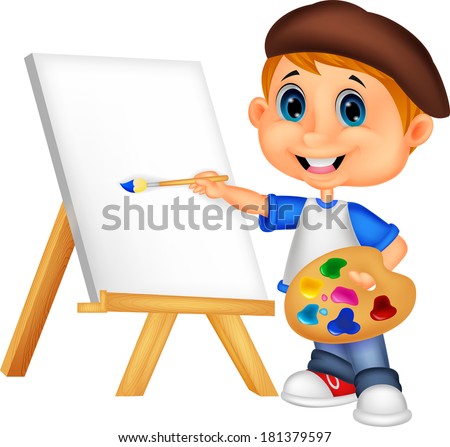 Cartoon Boy Painting Stock Vector 179781836 - Shutterstock