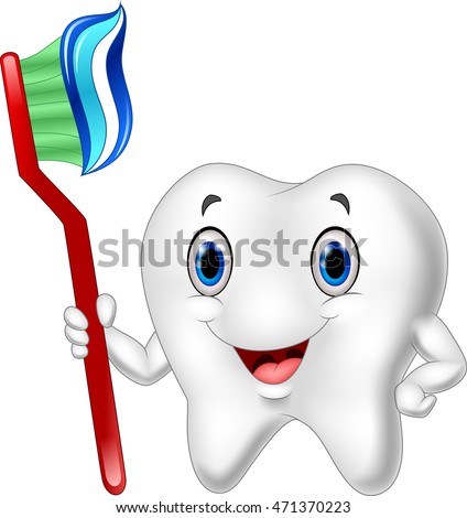 Cartoon Tooth Holding Tooth Brush Giving Stock Illustration 609778319 ...