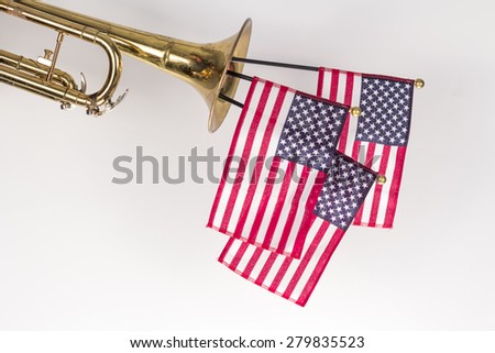 Image result for Trumpet with large flag stuck in it