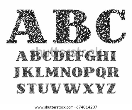 Hand Drawn Sketched Bold Font Vector Stock Vector 128410058 - Shutterstock