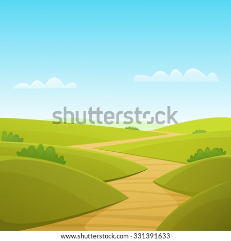 Cartoon Illustration Asphalt Road Over Field Stock Vector 520854010 ...