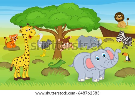 Illustration African Animals Savannah Stock Vector 111722705 - Shutterstock