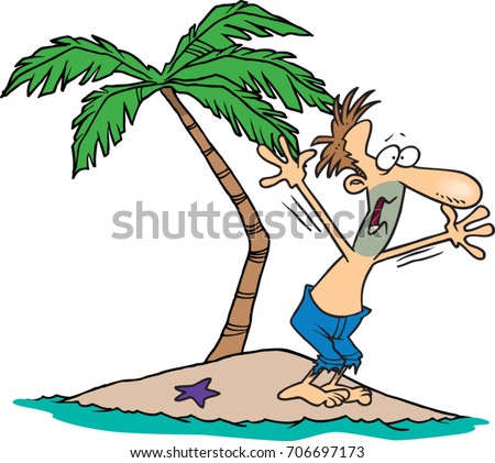 Cartoon Man Stranded On Deserted Island Stock Vector 120823873 ...