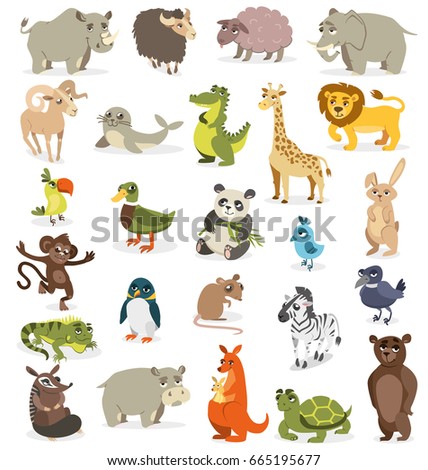 Cute Cartoon Animals Collection Pig Rabbit Stock Illustration 228897385 ...